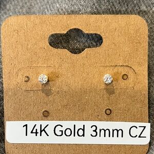 14k Gold 3mm CZ Earrings